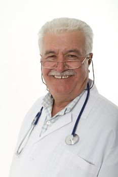 An experienced older Doctor smiling