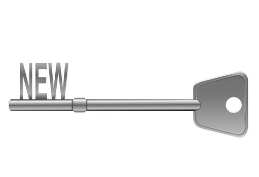 Illustration depicting a single key with a 'home' concept.White background.