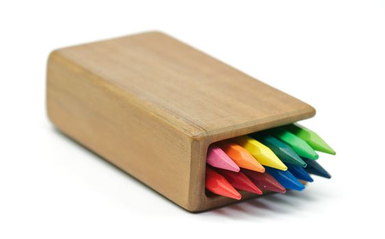Rainbow Colored pencils in wooden case