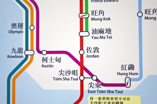 HONG KONG - JAN 17, Hong Kong MTR route map in a MTR station in Hong Kong on 17 January, 2012. 