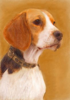 oil painting portrait of beagle in autumn