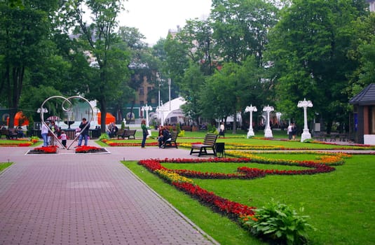 Moscow, Russia - June 11, 2010: Summer day. Peoples in the park Hermitage on June 11, 2010 in Moscow, Russia