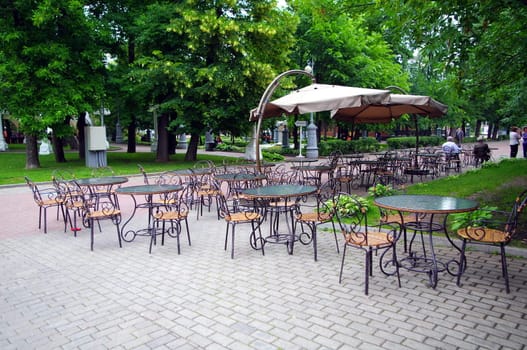 Cafe in the park Hermitage, Moscow, Russia