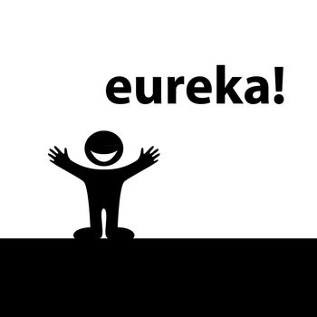 Eureka! Enlightened by the idea of ​​a happy person. Vector.