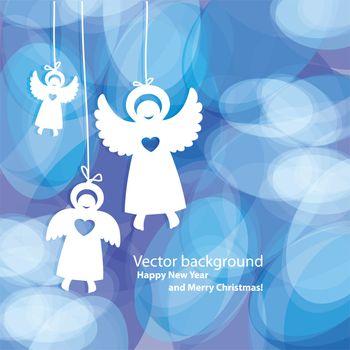 New Year background for your design. Christmas angels. Vector pattern.