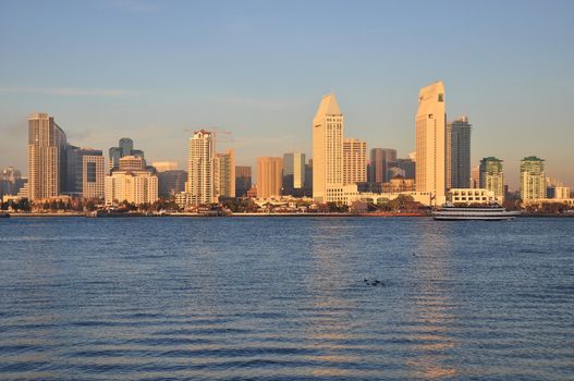 Late afternoon view of the downtown San Diego, California skyline.