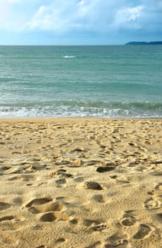 Peaceful sandy tropical beach on a summer day