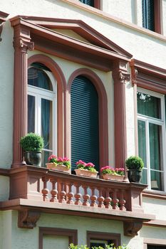 Perspective view of a beautiful and simple decorated balcony