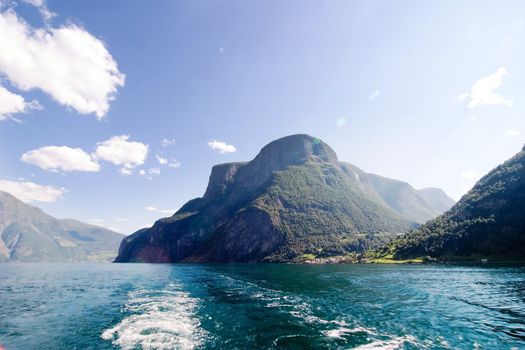 Fjord Scenic from the pass between Aurlandsfjord and naeroyfjord (n�r�yfjord), in Sognefjord, Norway