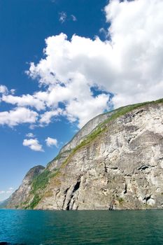 Fjord Scenic from the pass between Aurlandsfjord and naeroyfjord (n�r�yfjord), in Sognefjord, Norway