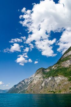 Fjord Scenic from the pass between Aurlandsfjord and naeroyfjord (n�r�yfjord), in Sognefjord, Norway