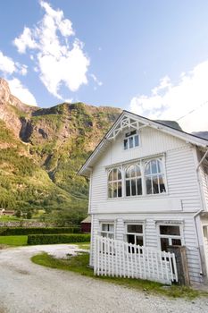 A mountain farm in Norway in sognefjord, Aurlandsfjord.
