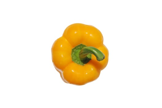 Yellow bell pepper view from top with clipping path