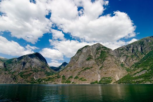 Fjord Scenic from the pass between Aurlandsfjord and naeroyfjord (n�r�yfjord), in Sognefjord, Norway