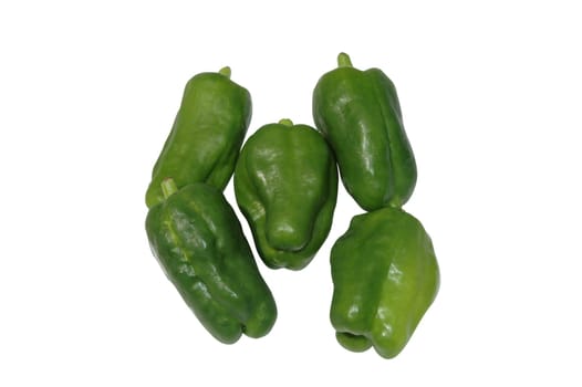 Small japanese sweet pepper on white background with clipping path