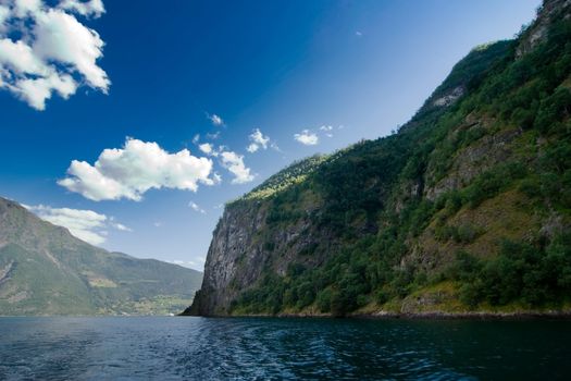 Fjord Scenic from the pass between Aurlandsfjord and naeroyfjord (n�r�yfjord), in Sognefjord, Norway