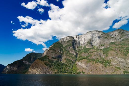 Fjord Scenic from the pass between Aurlandsfjord and naeroyfjord (n�r�yfjord), in Sognefjord, Norway