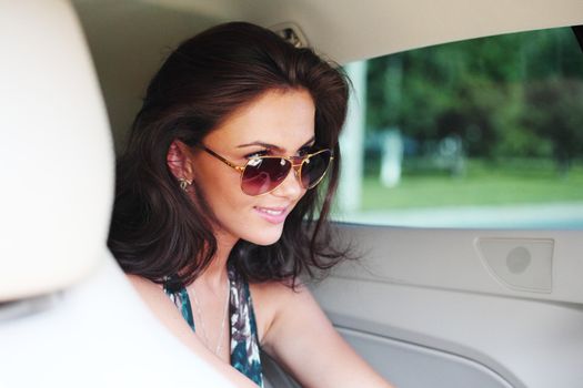 woman in car interior close up portrait