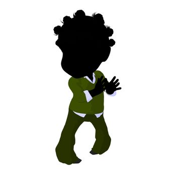 Little african american business girl on a white background