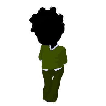 Little african american business girl on a white background