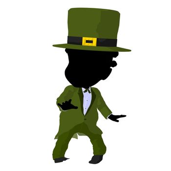 Little african american leprechaun girl on a white background