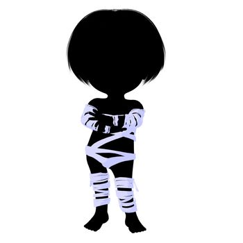Little mummy girl silhouette illustration on a white background