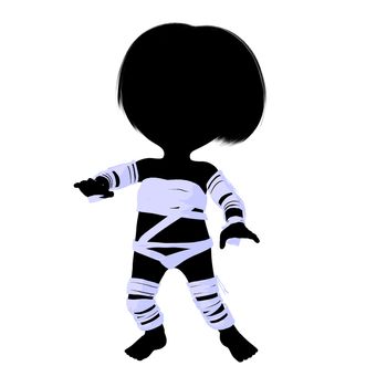 Little mummy girl silhouette illustration on a white background