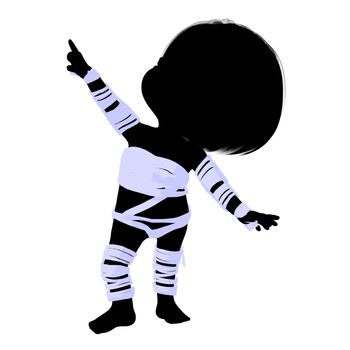 Little mummy girl silhouette illustration on a white background