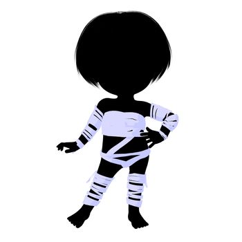 Little mummy girl silhouette illustration on a white background