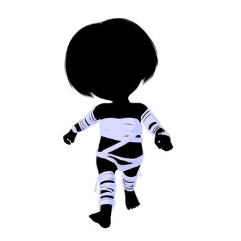 Little mummy girl silhouette illustration on a white background