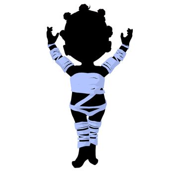 Little african american mummy girl silhouette illustration on a white background