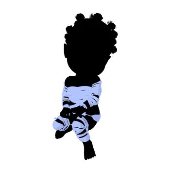 Little african american mummy girl silhouette illustration on a white background