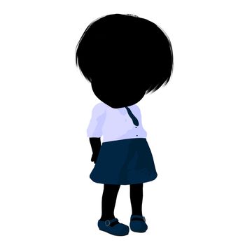 Little school girl on a white background