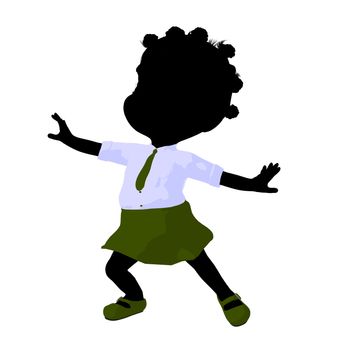 Little african american school girl on a white background