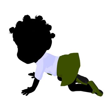 Little african american school girl on a white background