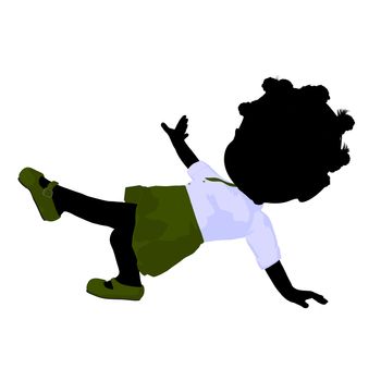 Little african american school girl on a white background