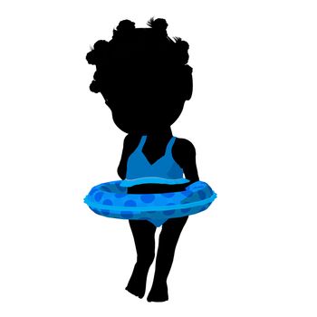 Little african american swimsuit girl on a white background