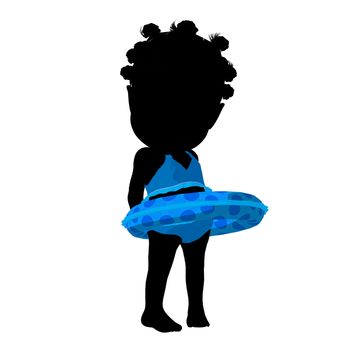 Little african american swimsuit girl on a white background