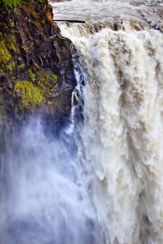 Roaring Snoqualme Falls Mist Green Cliff Washington State Pacific Northwest Gushing Waterfall 

Not noise, but hundreds of water droplets 