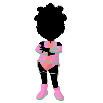 Little african american sci fi girl on a white background