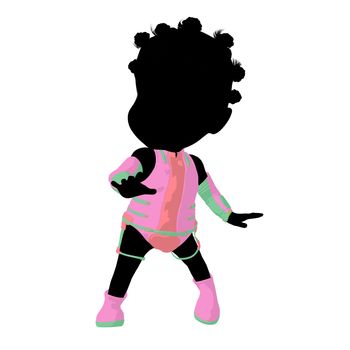 Little african american sci fi girl on a white background