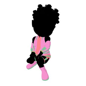 Little african american sci fi girl on a white background