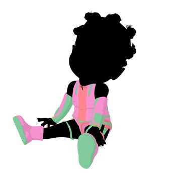 Little african american sci fi girl on a white background