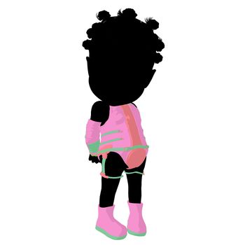 Little african american sci fi girl on a white background