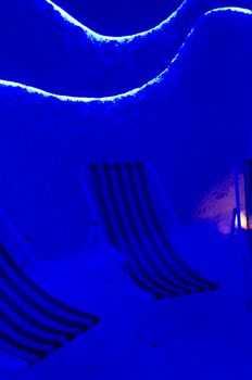 Relaxation speleoclimatic salt room on dark blue illumination