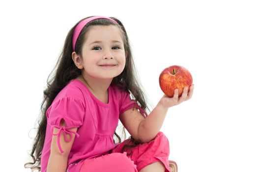 Portrait of the girl with a red apple