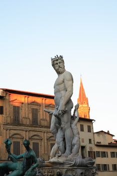 The Fountain of Neptune in Florence, Italy. Work by sculptor Bartolomeo Ammannati