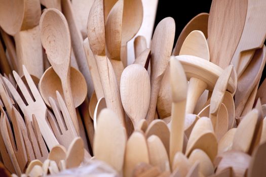 A lot of Wooden ladles