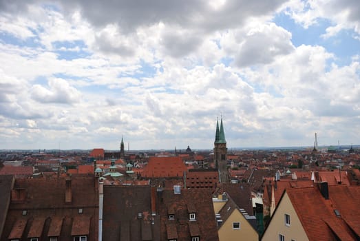 partly cloudy and partly bright sky overlooking the beatiful city of Nuremberg