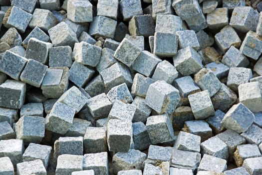 blocks of granite stored for urban works